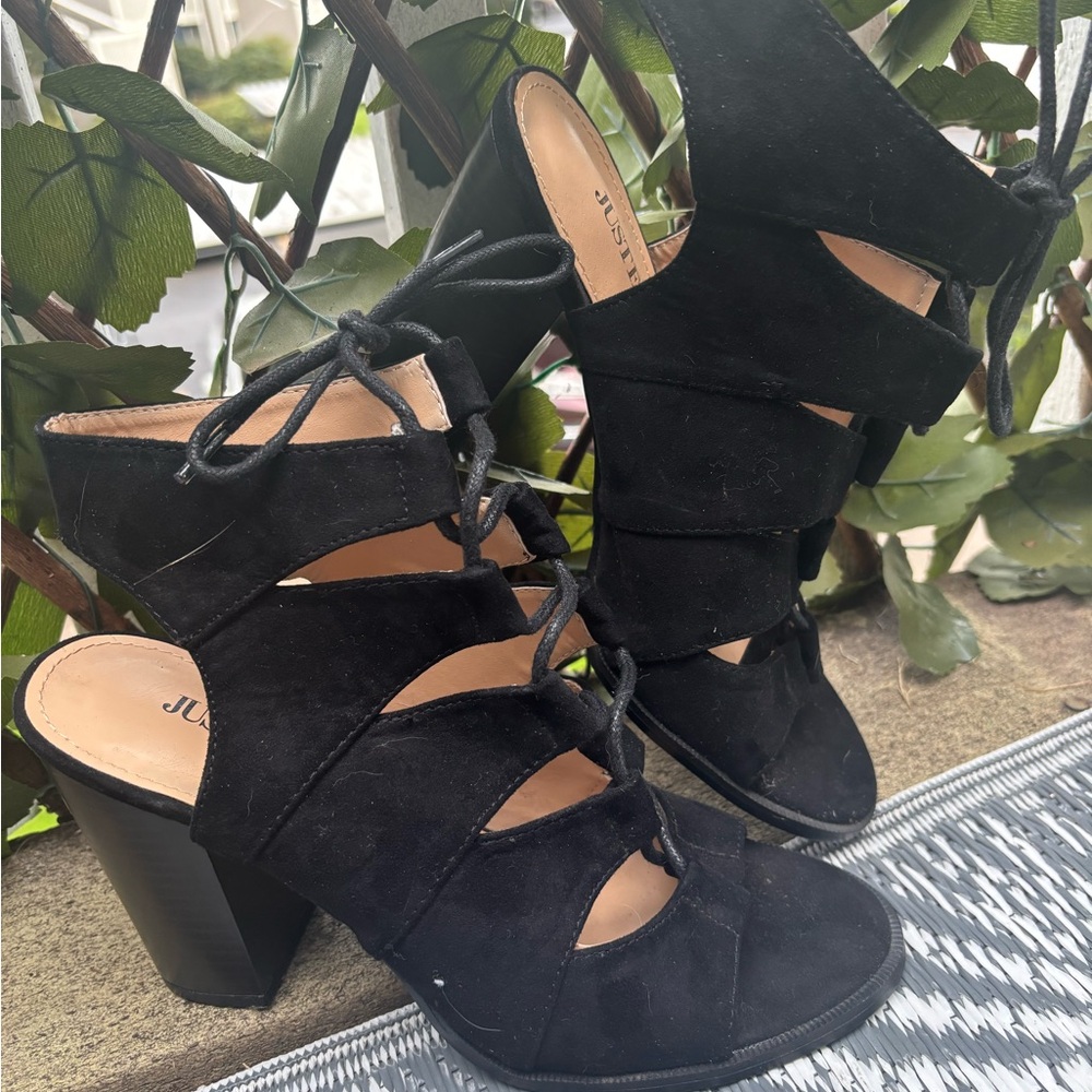 JustFab Black Strappy Heels